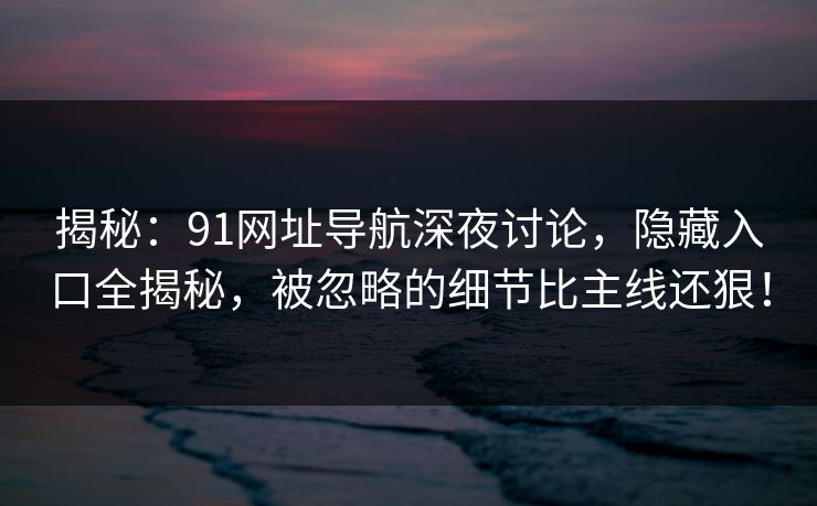 揭秘：91网址导航深夜讨论，隐藏入口全揭秘，被忽略的细节比主线还狠！