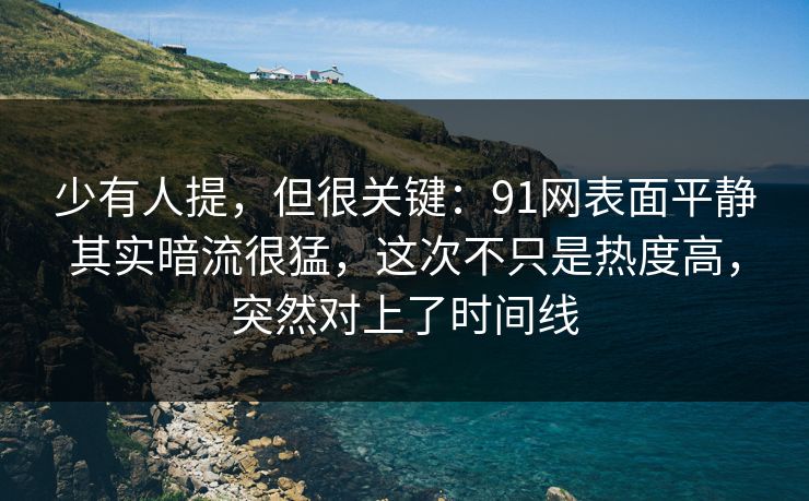 少有人提,但很关键:91网表面平静其实暗流很猛,这次不只是热度高,突然对上了时间线